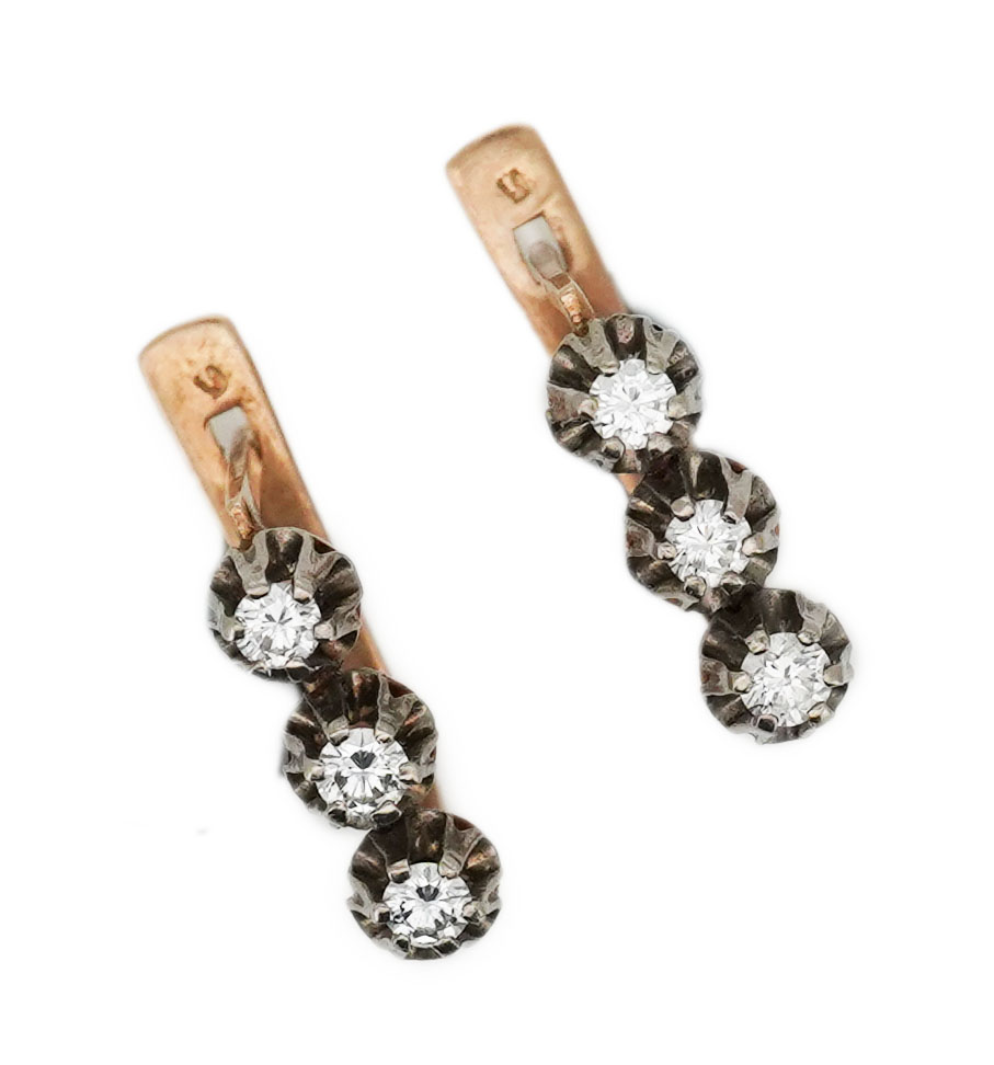 A pair of diamond earrings, second half 20th century